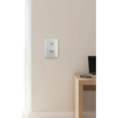 Imagem de 2x Tomada Dupla 20A Slim 4x2 Branca - Energia e Design - Congratulatio