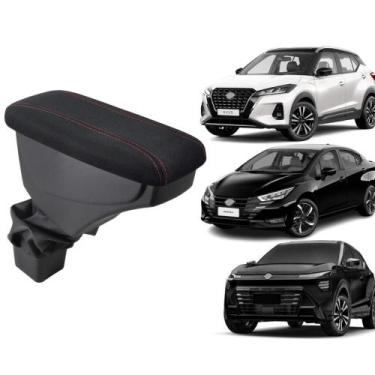 Imagem de Apoio De Braço Nissan Kicks Tecido Preto Costura Vermelha - GPI Automo