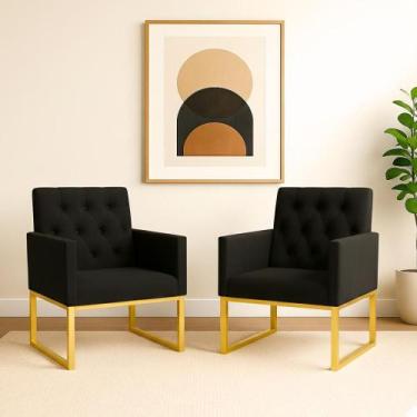 Imagem de Kit 2 Poltronas Decorativas Para Estúdio E Salão Base Metal - Móveis M