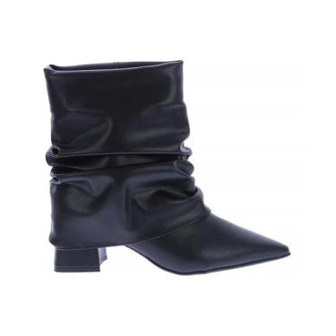 Imagem de Lorena - Bota Feminina Slouchy Salto Bloco Bico Fino Preto - Damannu, 