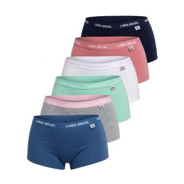 Imagem de Kit 3 Calcinha Boxer Shortinho Feminino Adulto Algodão Conforto Premiu
