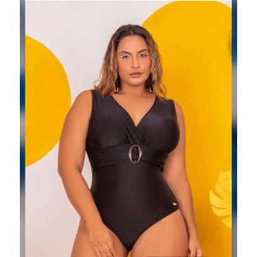 Imagem de Maio plus size preto com detalhe na cintura sol e agua, 52