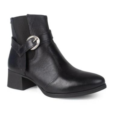 Imagem de Bota Feminina Fivela Elástico Moda Couro Dakota -Preto , 35