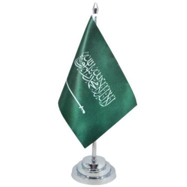 Imagem de Bandeira Mesa Dupla Face Arábia Saudita 29 Cm Alt (mastro) - SP Bandei