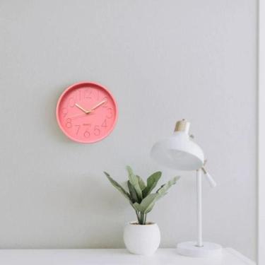 Imagem de Relógio Parede 23cm Decorativo Escritório Secretaria Sala - Y888, Rosa