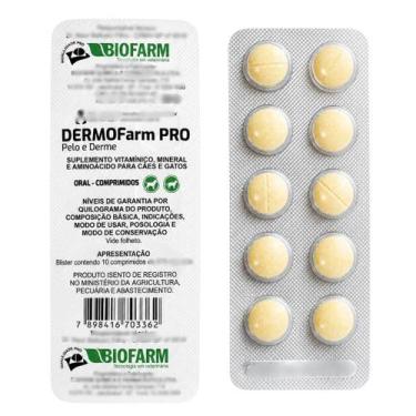 Imagem de Suplemento CãesGatos Dermofarm Pro PeloDerme Blister 10 Comp - Biofarm