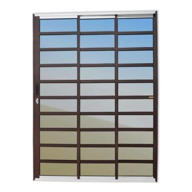 Imagem de Porta de Correr com Travessas 3 Folhas 1/3 Super Vidro Reflex 210cm x 