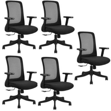 Imagem de Kit 5 Cadeiras para Escritório Diretor Office NR17 Boston Preto Rivatt