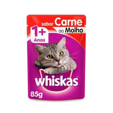 Imagem de Ração Úmida Whiskas Para Gatos Adultos Carne Ao Molho 85G - 1 Unidade