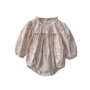 Imagem de Macacão de manga comprida para bebês recém-nascidos meninos primavera outono floral macacão roupas infantil menino (rosa, 6-12 meses)