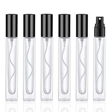 Imagem de KOIBITO Atomizador de perfume de vidro de 10 ml para homens e mulheres. Frasco de spray de vidro recarregável com bomba de alumínio. Frasco de fragrância portátil para perfume, colônia, hidratante (6 peças, preto)