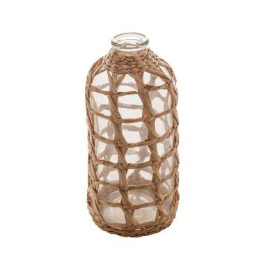 Imagem de Vaso de Vidro Decorado Com Fibra Natural 25x12cm Royal Decor