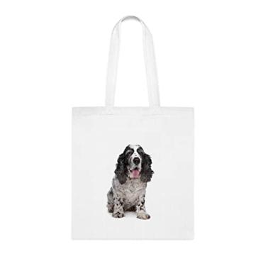 Imagem de Bolsa engraçada para cães Cocker Spaniel Inglês, Cocker Spaniel Inglês, Aniversário Cocker Spaniel Inglês Cocker Spaniel Inglês Bolsa reutilizável, Branco