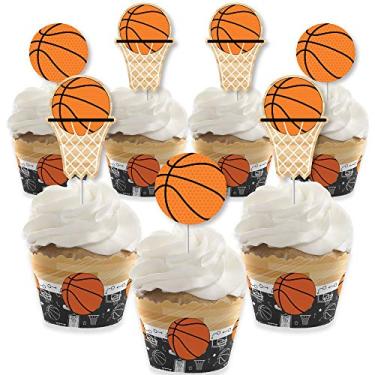 Imagem de Nothin' But Net – Basquete – Decoração de cupcake – Conjunto de 24 embalagens para cupcake de chá de bebê ou festa de aniversário