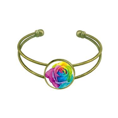 Imagem de Bracelete de flor lésbica gay arco-íris LGBT retrô com punho aberto, Metal, Na