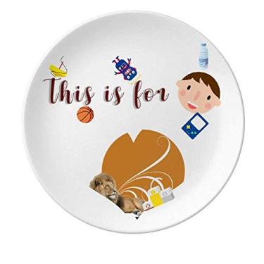 Imagem de Prato de porcelana Feline Lions Asas Ferozes Prato redondo para jantar Menino Homem