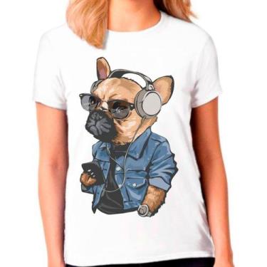 Imagem de Camiseta Buldog Francês Cachorro Pet Dog Branca Feminina01 - Design Ca