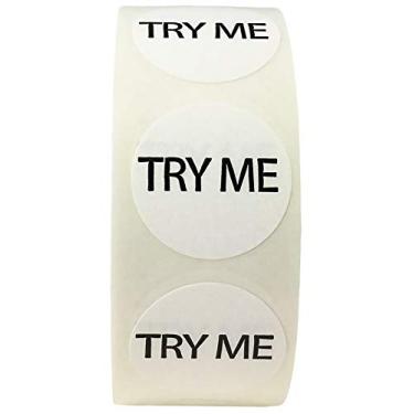Imagem de Adesivos de pontos circulares White Try Me, redondos de 1,9 cm, 500 etiquetas em um rolo