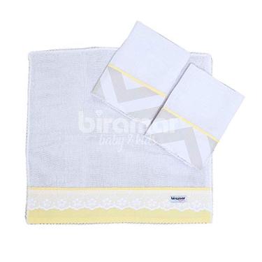 Imagem de Biramar Baby Boquinha Fralda 3 Pcs Barrado Brooklyn Chevron Cinza/Amarelo Amarelo