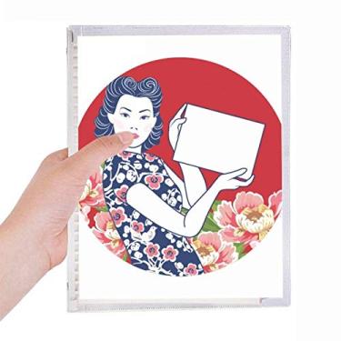 Imagem de Caderno de mulher vermelha da cultura chinesa com folhas soltas e diário recarregável