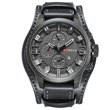 Imagem de Relogio Masculino Curren Couro Importado Preto Modelo 8225