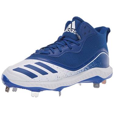 Imagem de adidas Tênis de beisebol masculino Icon V Bounce Mid, Ftwr branco/realeza colegial/azul colegial, 13.5
