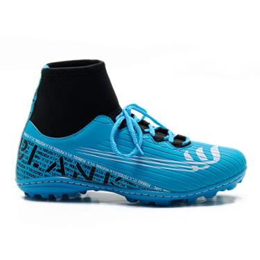 Imagem de Chuteira Society Botinha Azul Blank Star Cano Alto com Solado Costurado (br_footwear_size_system, adult, numeric, numeric_43)