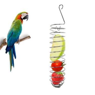 Imagem de Poleiro de alimentação de pássaros de estimação de aço inoxidável, ferramentas de alimentação de papagaios, suporte de cesta de alimentação de vegetais e frutas