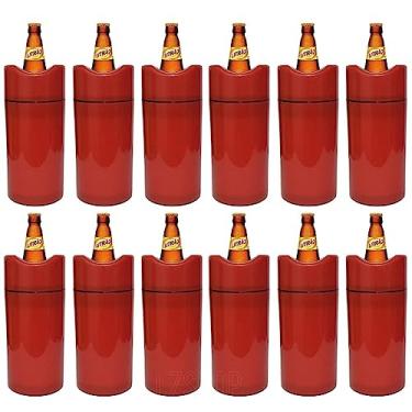 Imagem de Porta Garrafa Térmico Cerveja 1 Litro Camisinha Para Litrão Bar Restaurante Kit 12 Unidades (Vermelho)