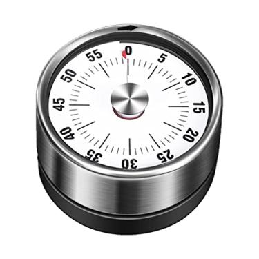 Imagem de Cronômetro de cozinha Cronômetro magnético mecânico de 60 minutos de contagem regressiva sem bateria Cronômetro de contagem regressiva de aço inoxidável para sala de aula Ensino Escritório de