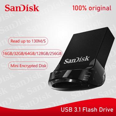 Imagem de SanDisk-Ultra Super Mini USB Flash Drive  Memory Stick Original  Pendrive até 130 Mbps  16GB  32GB