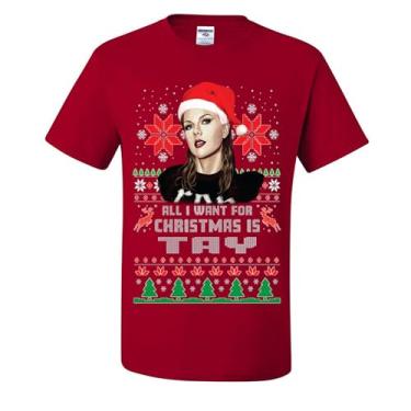 Imagem de wild custom apparel Camisetas feias de Natal All I Want for Christmas is Tay, Vermelho, P
