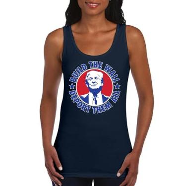 Imagem de Camiseta regata feminina Donald Trump 2024 Build The Wall Deport Them All MAGA America First FJB Republican President 47, Azul marinho, GG