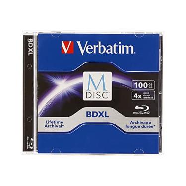 Imagem de Verbatim M DISC BDXL 100GB 6X com superfície de marca Blu-Ray em branco mídia gravável – 1 caixa de joias