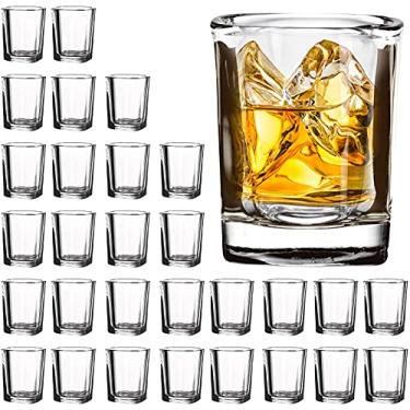 Imagem de Vivimee Pacote com 30 copos de shot de base pesada a granel, conjunto de copos quadrados de 62 g, copo de café expresso transparente, pequeno para vodca, uísque, tequila, expresso, bebidas alcoólicas
