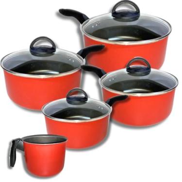 Imagem de Jogo De Panelas C/Fervedor Marcolar 5 Peças Teflon (VERMELHO)