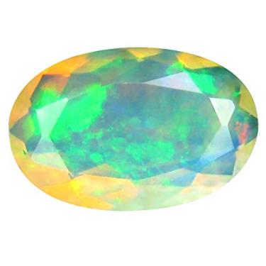 Imagem de 1,22 ct AAA+ Qualidade da pedra preciosa corte oval (11 x 7 mm) opala arco-íris não aquecida genuína e extraída da pedra preciosa solta da Terra