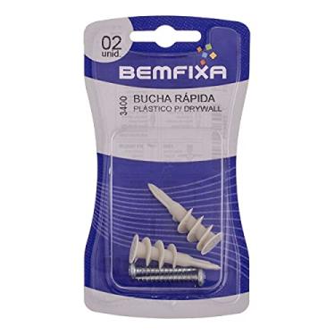 Imagem de Bucha Rápida Plástica 38 Mm Com Parafuso Fenda Phillips Cabeça Panela Para Drywall - Cartela, Bemfixa 3400