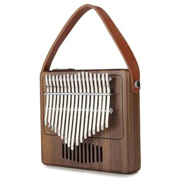 Imagem de BailingDS Piano de polegar retrô Kalimba com 17 teclas, entrada para iniciantes, instrumento kalimba com dedo piano música piano de aço 14,2 cm x 12,8 cm x 2,8 cm