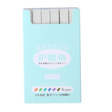 Imagem de Joucien 6 peças/caixa - Morandi Color Creative Eye Care Marker Set com marcadores coloridos de secagem rápida de cabeça macia - azul
