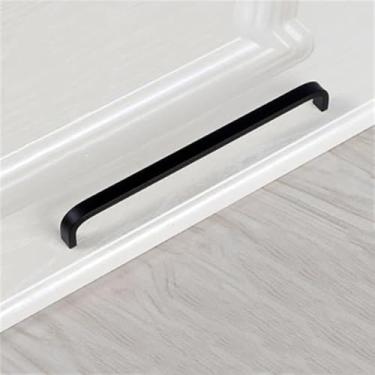 Imagem de Puxador de guarda-roupa 64mm/96mm/128mm/160mm/192mm, espaço sólido/oco, alça de alumínio, móveis de cozinha, puxador de gaveta, preto 192mm