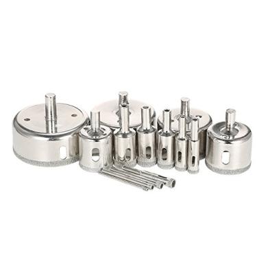 Imagem de 14 Pces 3-70Mm Kit de Serra de Vidro Revestido de Diamante Núcleo Buraco Viu Broca de Már Telha Cerâmica Vidro Perfuração de Porcelana