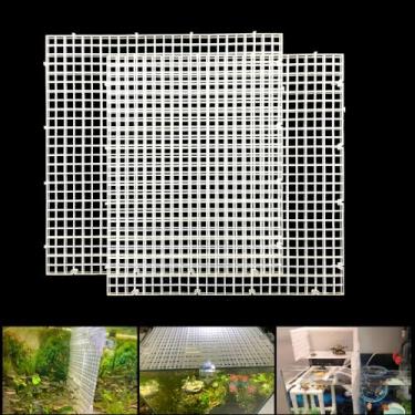 Imagem de Weramics Filtro divisor de aquário ajustável inferior grade de plástico bandeja de isolamento de aquário bandeja de ovo (branco, 2 peças 29 x 29 cm com orifício de 1,8 cm)