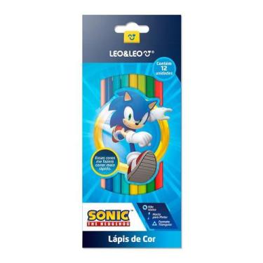 Imagem de Lápis de Cor Escolar Personagem Sonic 12 Cores Triangular - Leonora