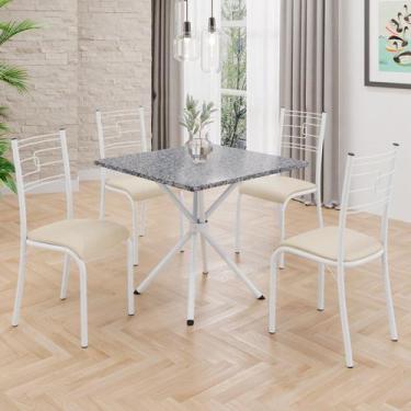 Imagem de Conjunto Sala de Jantar Mesa Quadrada 75x75cm Tampo Granito Ocre 4 Cad