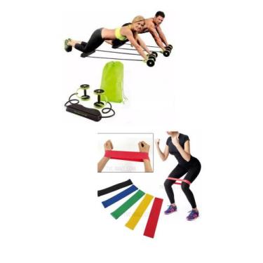 Imagem de Kit super elasticos com roda para exercicios em casa na academia ao ar