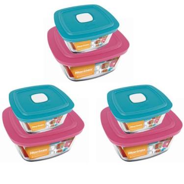 Imagem de Jogo 6 Potes Quadrado Vidro 300ml 500ml Marinex Nadir