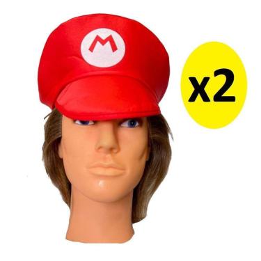 Imagem de Kit 2 Chapéus Boina Super Mário Festa Carnaval Fantasia