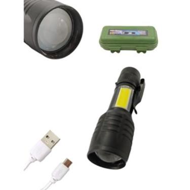 Imagem de Mini Lanterna Com Led e Zoom Recarregável USB Dahora Kit 2 Unidades - 