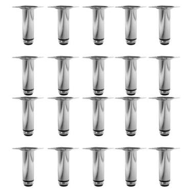 Imagem de Kit 20 Pé Para Móveis Regulável Redondo Cromado 8cm Aço - HD Ferragens